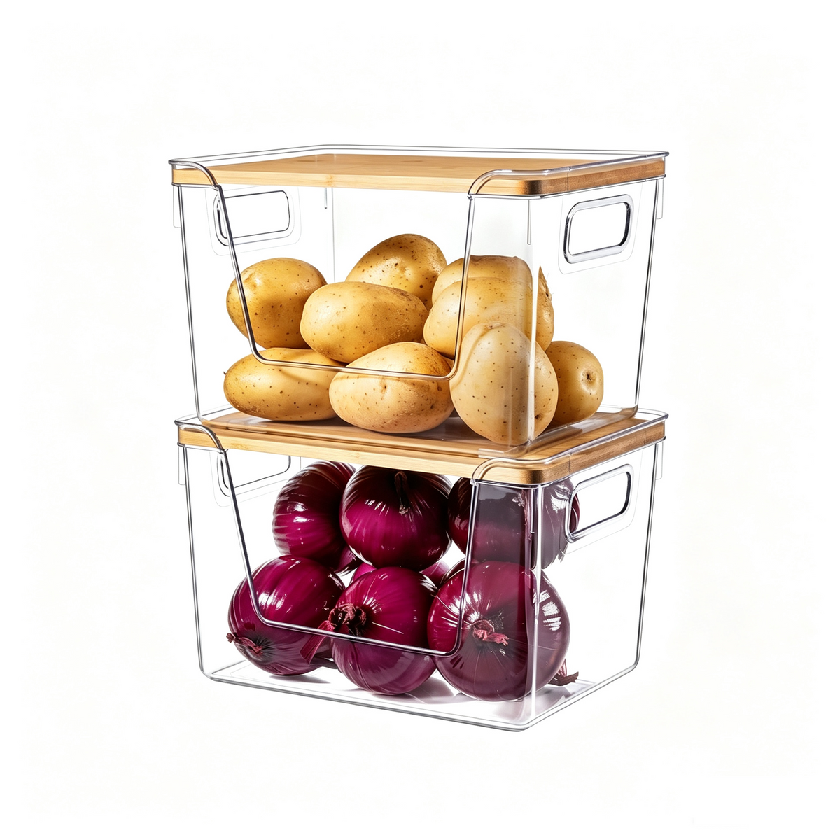 Pantry Organizers and Storage with Bamboo Lid