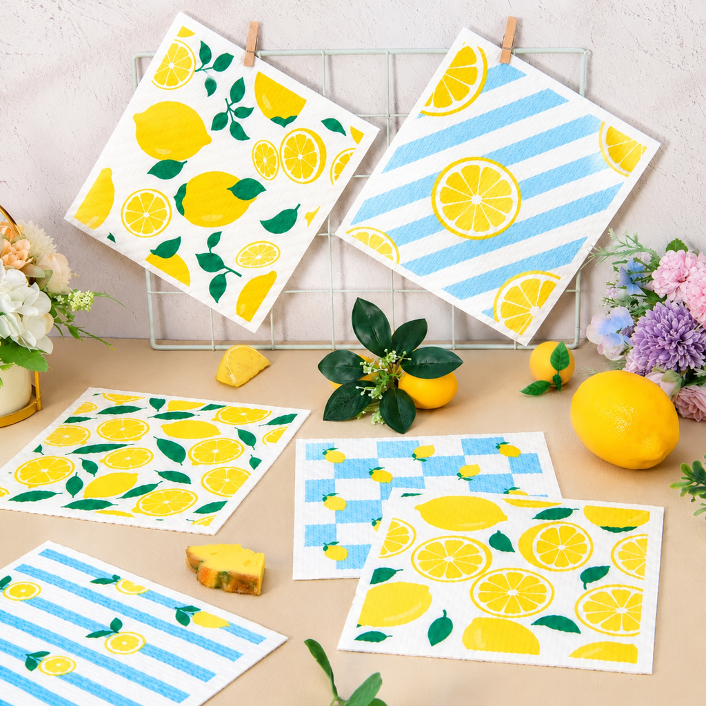 6Pcs Wood Pulp Cotton Cloth