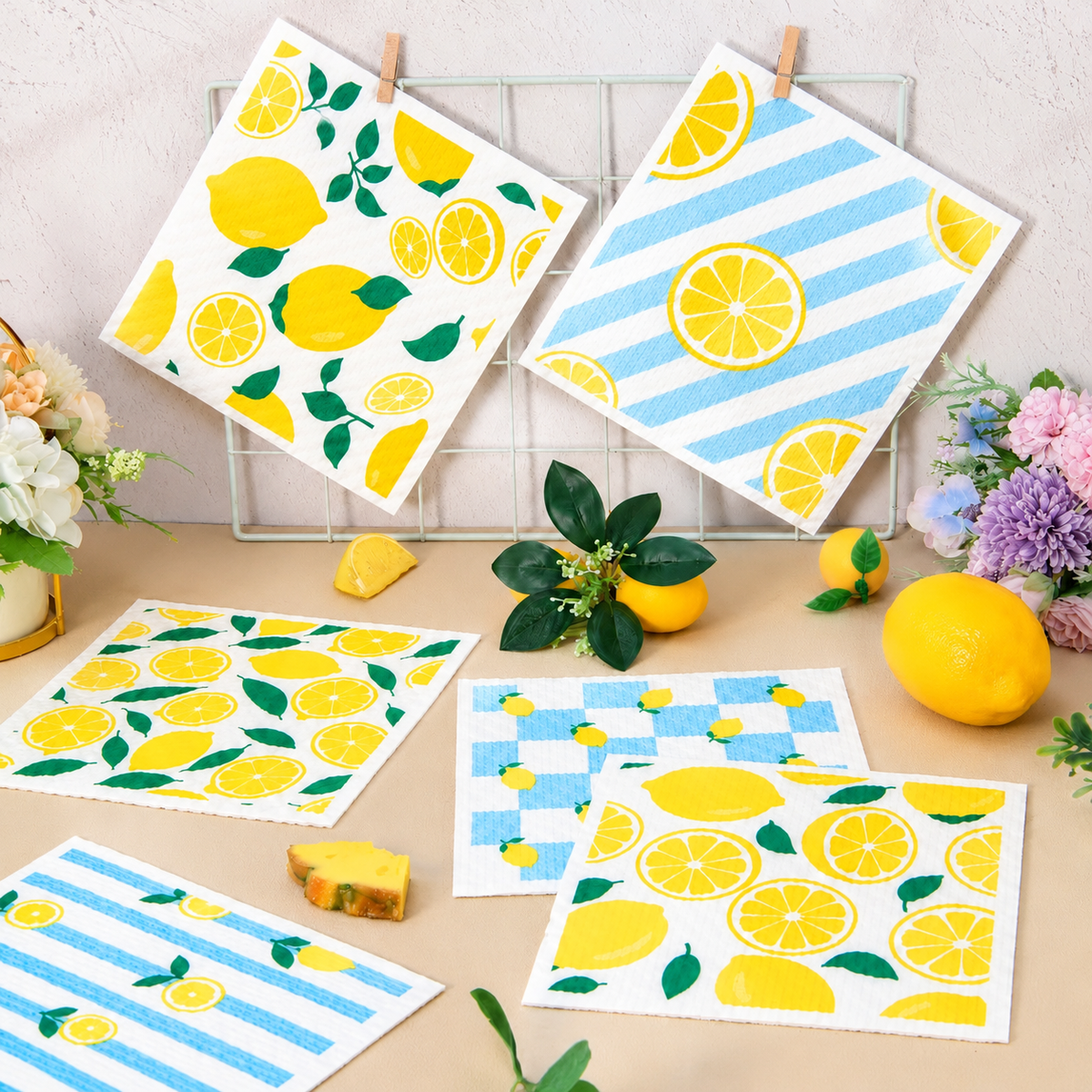 6Pcs Wood Pulp Cotton Cloth
