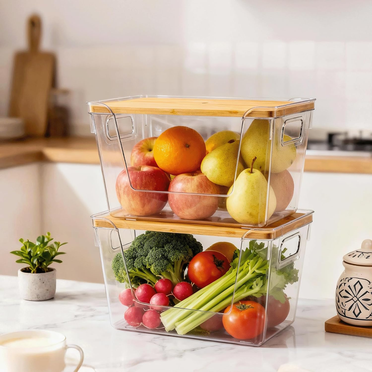 Pantry Organizers and Storage with Bamboo Lid