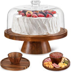2-in-1 Footed Round Cake Holder&Charcuterie Board