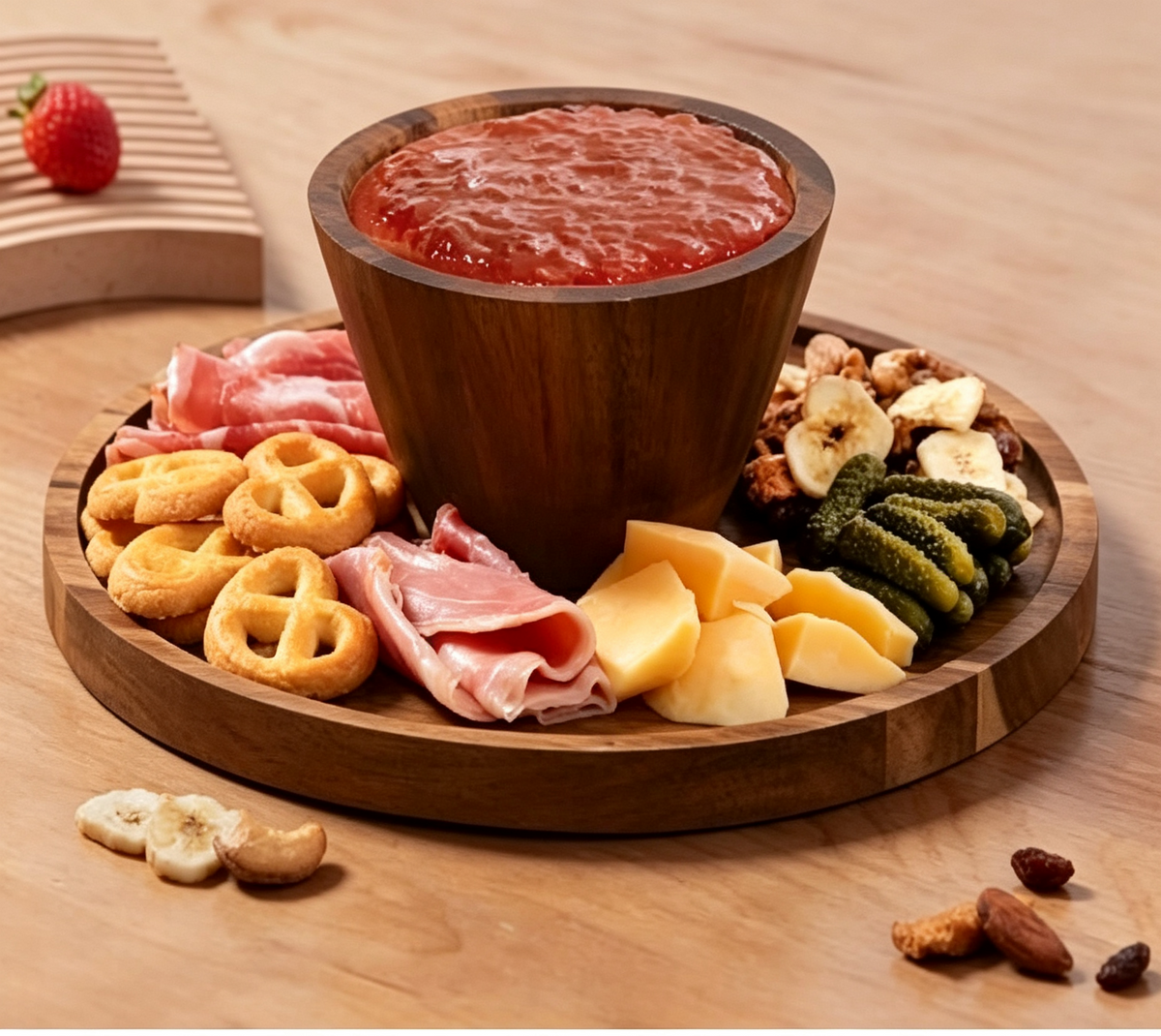 2-in-1 Footed Round Cake Holder&Charcuterie Board