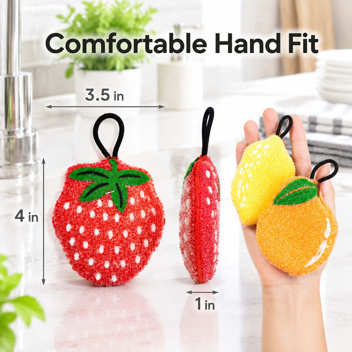 3Pcs New Embroidered Kitchen Sponge