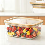 Glass Food Storage Containers with Clear Top Bamboo Lids