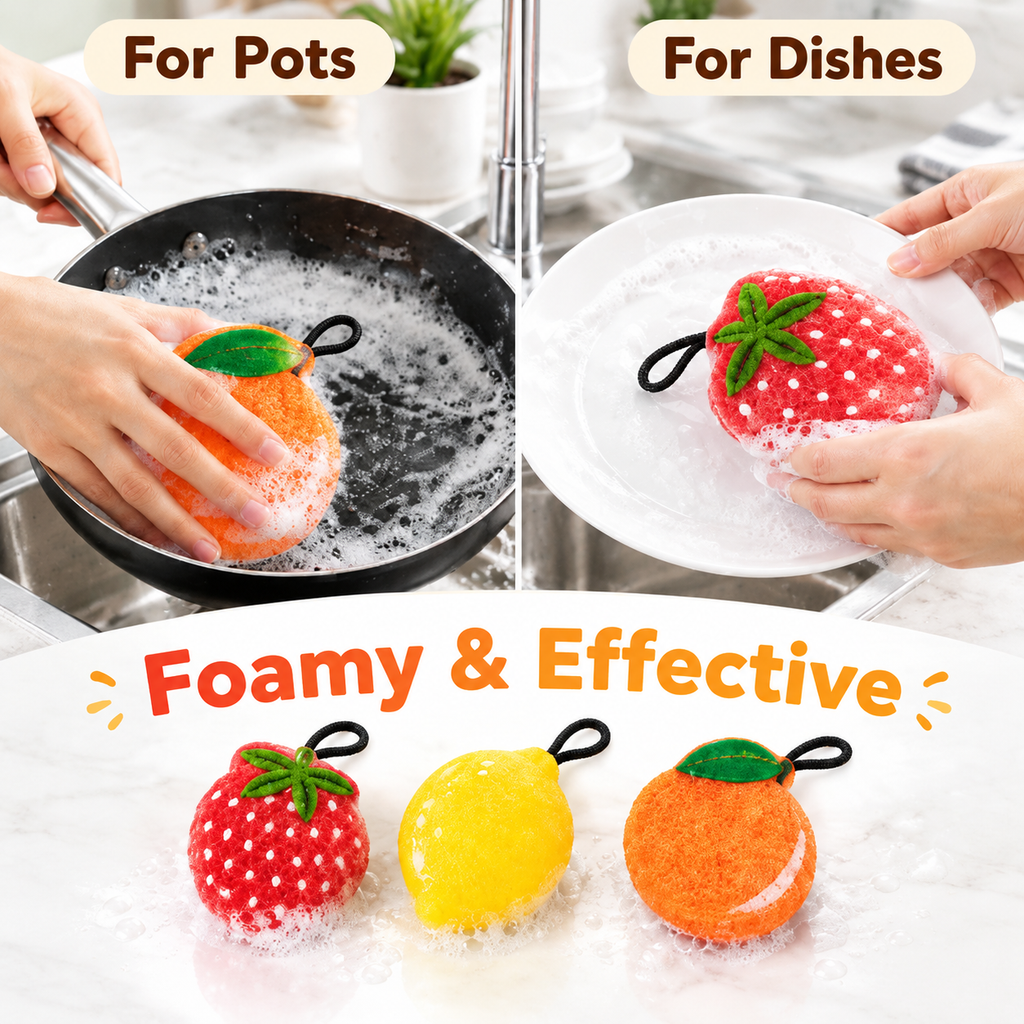 3Pcs New Embroidered Kitchen Sponge