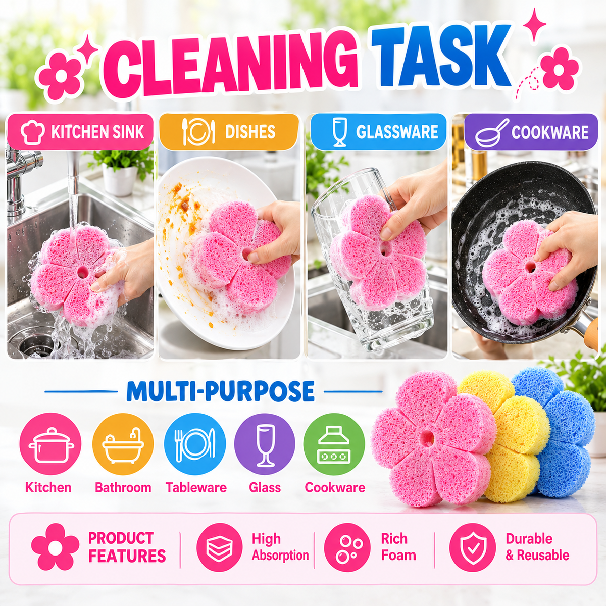 Silicone Sponges -Summer-Set of 3